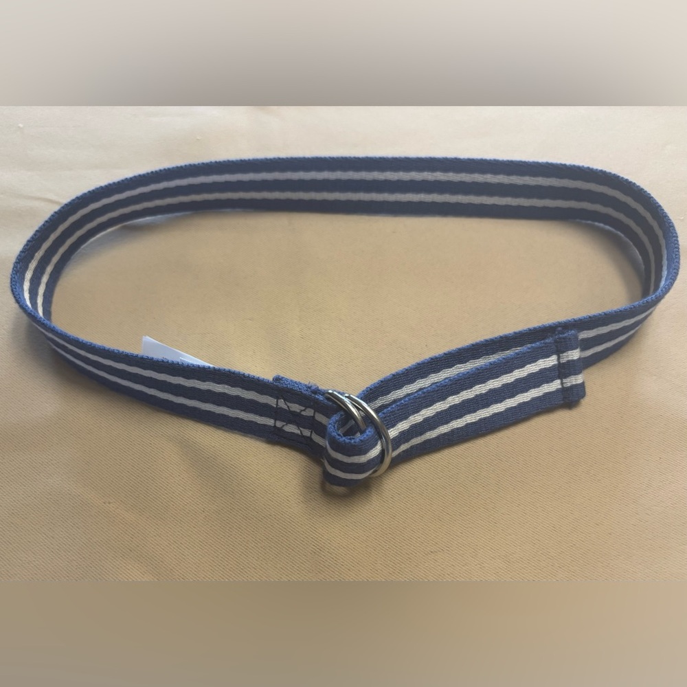 POLO‎ Ralph Lauren Belt Boy Sz 7 Blue White Striped D-Ring Preppy Nautical